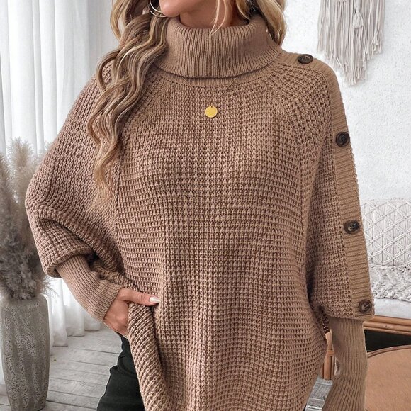 Camel Casual Women's Turtleneck Pineapple Textured Pullover Sweater - Picture 3 of 7